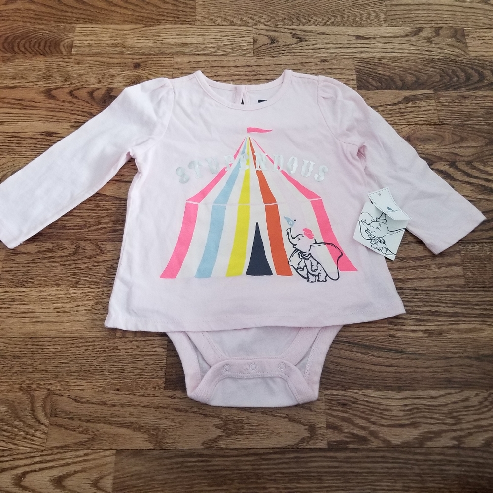 (18-24M) NWT Dumbo Gap Disney Classic Fun Cute Baby Long Sleeve Pink Neon Pastel